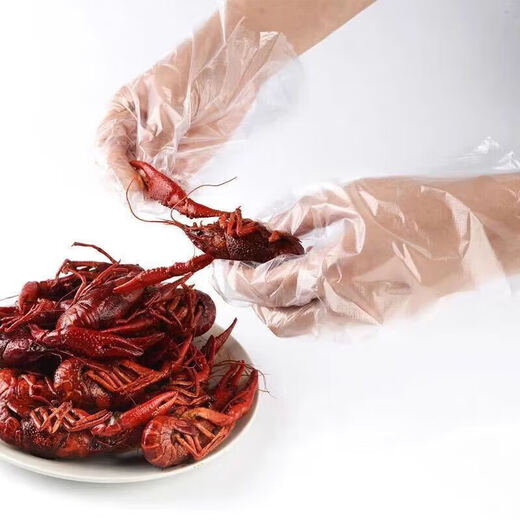 100 pieces of disposable gloves durable and thickened food grade PE plastic kitchen cleaning supplies small bag 100 pieces of disposable gloves in 1 bag