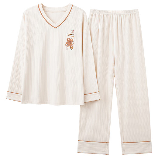 MUJI COM MUJI COM same pajamas for women in spring and autumn pure cotton Korean version large size long sleeve two-piece suit casual summer autumn and winter home clothes can be worn outside GXT9928 M (recommended 75-95Jin [Jin equals 0.5 kg])