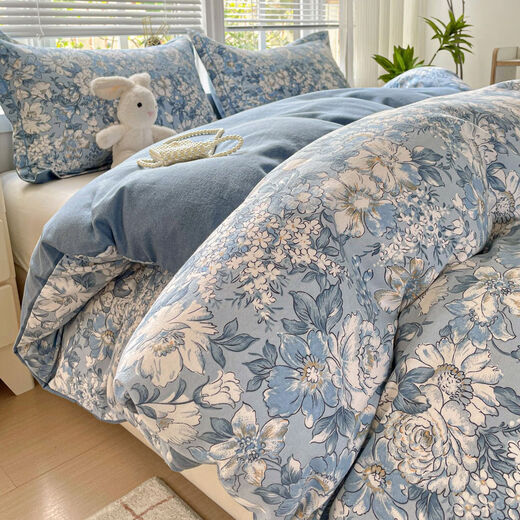 Internet celebrity style student dormitory cotton quilt cover single piece four seasons new pure cotton double quilt cover single bedding autumn Yaxi blue cotton comfortable and skin-friendly 180*220cm quilt cover + pillowcase pair