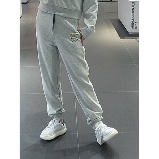 阿迪达斯 （adidas）裤子女裤2025年秋季新款运动裤宽松卫裤收口休闲针织长裤 IT9856灰色内里毛圈 XL