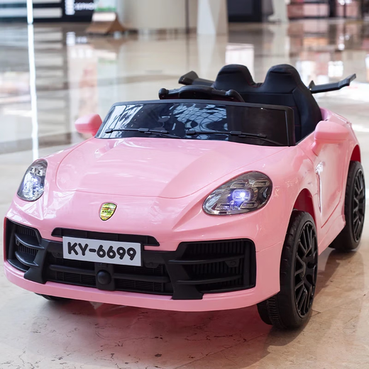 Aiqima new children's electric car four-wheel toy remote control car rechargeable male and female baby child swing charging stroller soft wheel classic white + four-wheel drive 12v7 leather seat