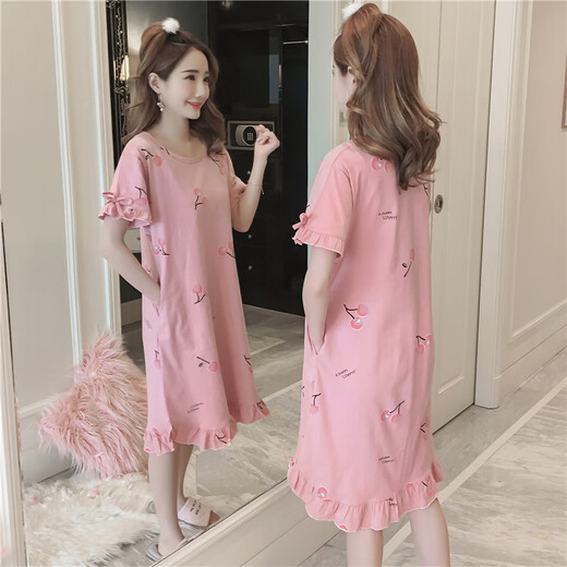 Langsha Nachthemd für Frauen im Sommer 2025 Neue pure Baumwoll japanische süße Pyjama schwangere Frauen Internet Prominente Hauskleidung kann für Frühlings- und Herbstweste 695 Striped Flamingo 165 (l) alle Größe ausgehen