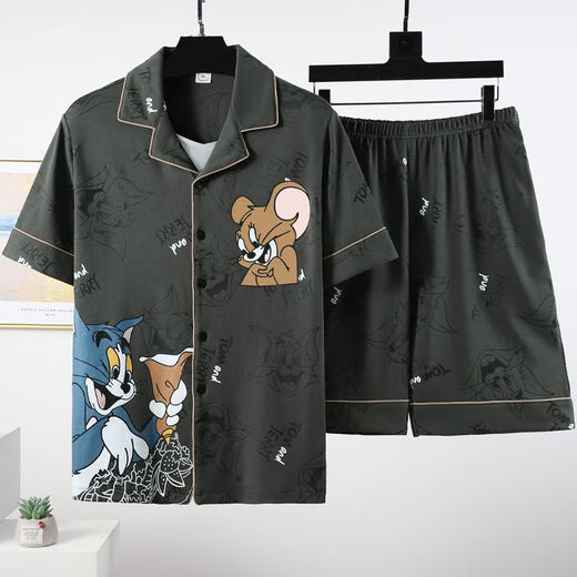 Mu fengqing Pyjama Herren Sommer kurzärmelige Shorts Comic Student Thin Plus Fat Plus Size Herren Hauskleidung Casual Anzug Red Eye 3271 [Cartoon-Anzug] m Standard (High 165100Jin [Jin entspricht 0,5 kg]))