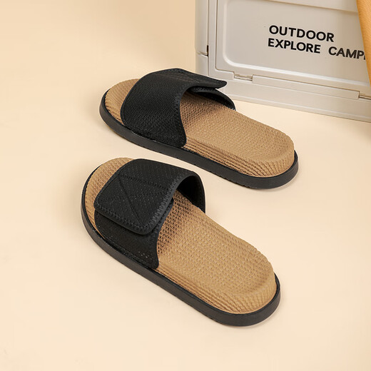 Walker Shop Men's Slippers 2025 Summer New Outdoor Casual Fashion Slippers Personalized Trendy Versatile Men's Slippers Black 40 (Leather Shoe Size)