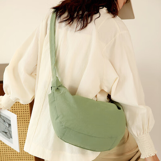 Nylon cloth Japanese large capacity shoulder bag dumpling bag lightweight casual versatile fashion trend simple crossbody bag for women khaki