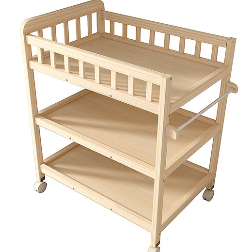 Shantou Lincun solid wood changing table, removable nursing table, bath massage, multi-functional baby newborn baby touching changing table, two-story changing table (all solid wood partitions), polar bear protection