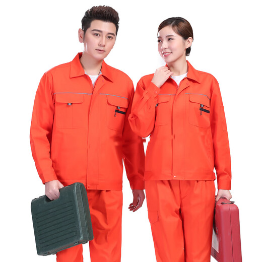 SMVP夏季防静电短袖套装薄款工作服长袖电子车间涤棉劳保服男女汽修厂 橘红色短.袖上衣 9902 S 160