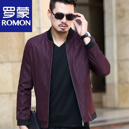 
Romon Middle-aged Men's Jacket Thin Jacket Daddy's Clothing Clothing Casual Spring Jacket Spring and Autumn Clothing Middle-aged and Elderly Lapel Buttons - Navy Blue One Size 17088A 90-110Jin [Jin equals 0.5 kg]