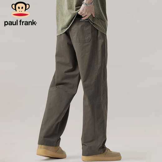 Paul Frank Casual Pants Men's Autumn and Winter American High Street Work Pants Men's Loose Straight Cotton Men's Pants Gray Green XL