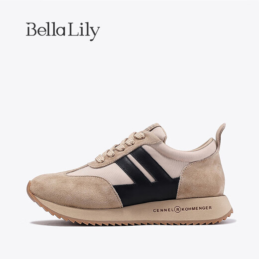 Bella Lily cut off code clearance promotion autumn and winter casual dad shoes women's sports forrest Gump shoes breathable versatile thick sole to increase height BG15928-Apricot color 35