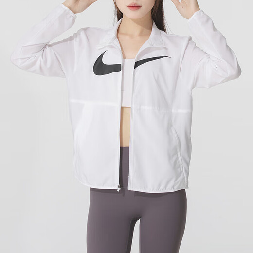耐克（NIKE）外套女装夏季新款户外健身运动服时尚立领防风休闲夹克 白色 S