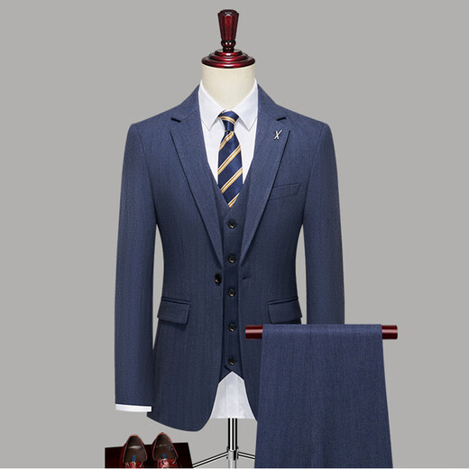 
TPZBWG high-end brand suit suit set for men 2025 new business casual groom groom dress three-piece set black and gray three-piece set M 95-105Jin [Jin equals 0.5 kg]