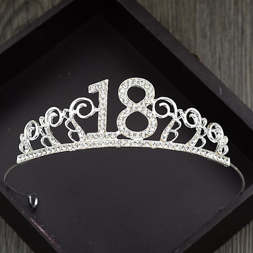Birthday cake decoration crown headband headdress children and adults hat hair accessories crown silver 18 years old 1
