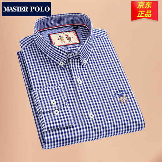 MASTER POLO保罗官方品牌纯棉免烫格子长袖衬衫男士商务休闲男装衬衣 2629 41