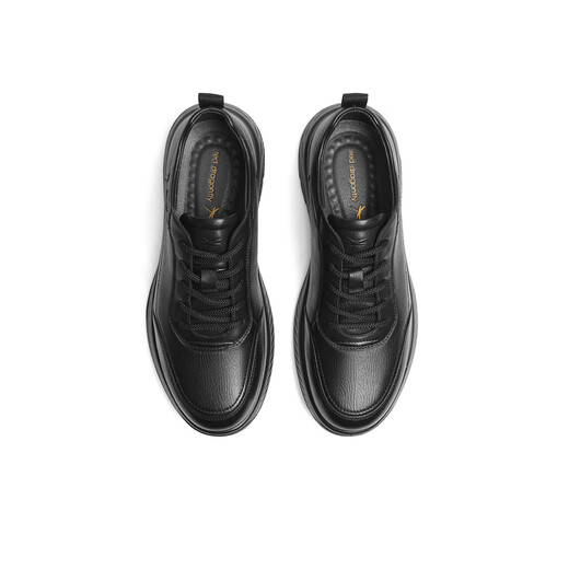 Red Dragonfly sports and casual leather shoes 25 autumn men's shoes thick-soled business commuting shoes comfortable dad shoes WTA35036 black 41