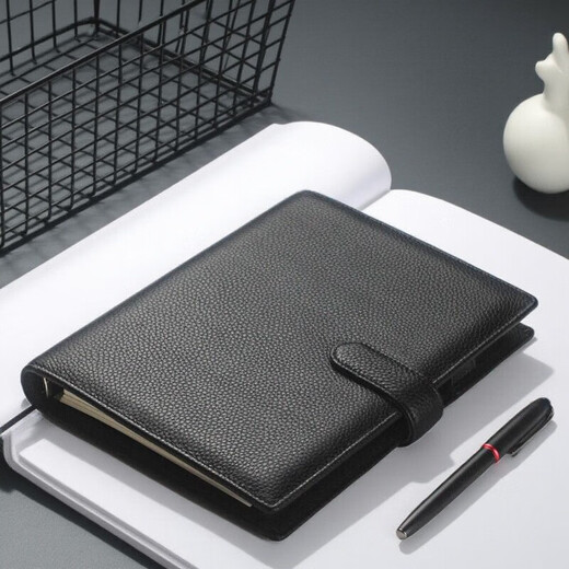 
PAPERBOAT genuine leather notebook handmade loose leaf head layer cowhide notepad business simple high-end office meeting record Our company gift notebook hand account cover can be customized logo [B5] Business black-snap buckle (soft lychee pattern lining cloth)