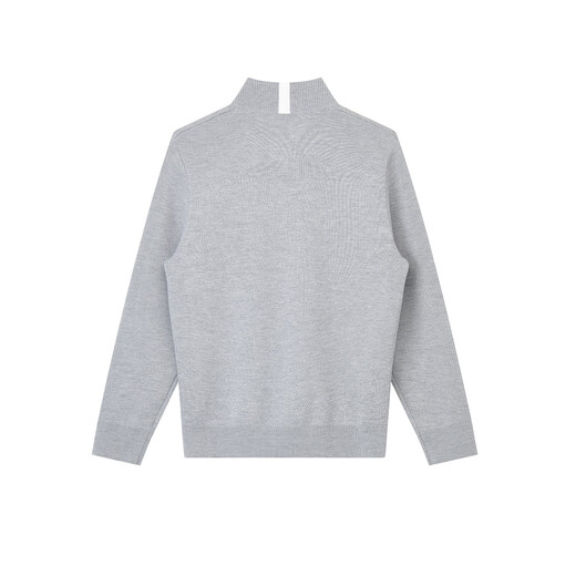 HAZZYS Men's 2025 Autumn New Wool Blended Jacket Zipper Stand Collar Knitted Cardigan Men's ABYZD0CCDD8 Gray GE L (175/96A 48)