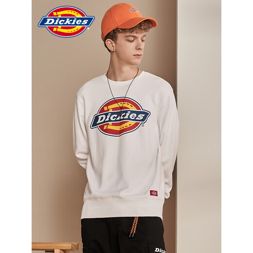 Dickies情侣款秋冬印花圆领卫衣套头潮牌男女同款宽松纯棉上衣 黑色12596 炫彩镭射大logo/男女 S