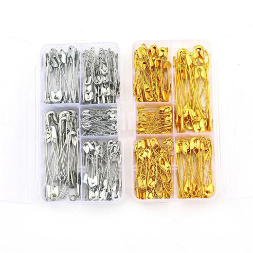 Old-fashioned safety pins multi-size brooch materials handmade diy jewelry paper clip tools boxed pins boxed pins gold-150 pcs/box