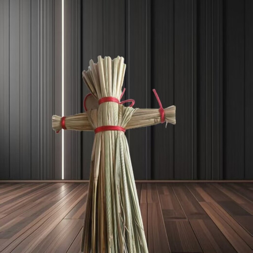 Hand-woven straw to make a scarecrow, red rope braiding, Lin Zhengying's same style props, crafts, film and television, red rope braiding scarecrow making method, 16cm men's and women's models, 5 pairs and 10 pieces