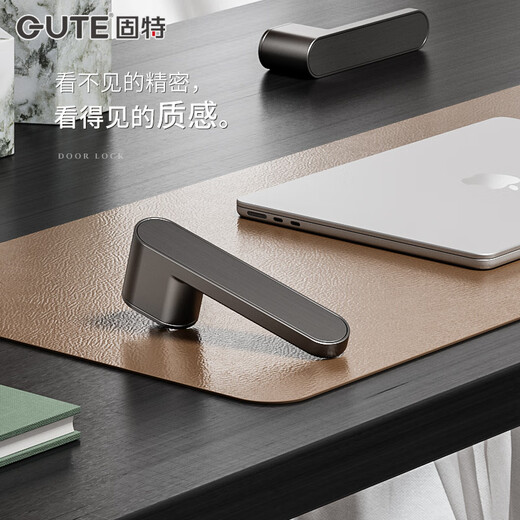 GUTE serrure de porte silencieuse minimaliste porte de chambre intérieure porte en bois simple moderne aspiration magnétique poignée de porte de serrure de maison de style italien 9708 gris + 3 charnières plates + aspiration de porte