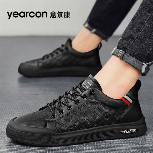 Yierkan men's shoes 2025 new sneakers men's British style business casual leather shoes men's slip-on lace-free soft-soled shoes men