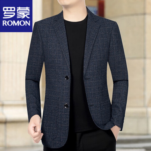 ROMON 2025 spring and autumn new men's casual suit slim Korean style blue formal suit middle-aged no-iron small suit jacket for men blue (3191 styles) XL 180