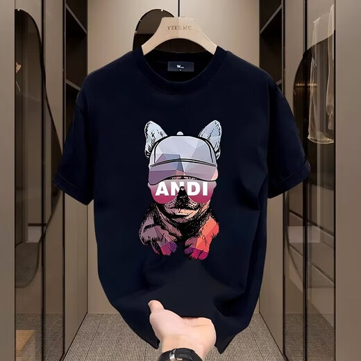 BPSO European und American Trendy Summer Pure Cotton Kurzärmer T-Shirt 2025 Neues T-Shirt Lose großes Paar Outfit Herren halbärmelig V691 Black S