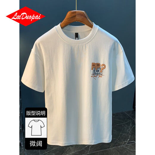 纳多派（LEE DUO PAI）短袖T恤男2025年夏季薄款潮流印花体恤衫圆领半袖男装上衣 白色2[ZJ1047合身版] 5XL 适合185-200斤穿