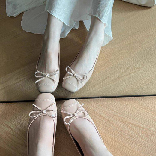 Feiyao Mary Zhen Single -Schuhe für Frauen im Sommer Nacktlederschuhe mit Rock, um das Temperament und Damenschuhe Gelegenheitsschuhe Nacktfarbe 36 (ca. 4,5 cm Anstieg der Höhe)