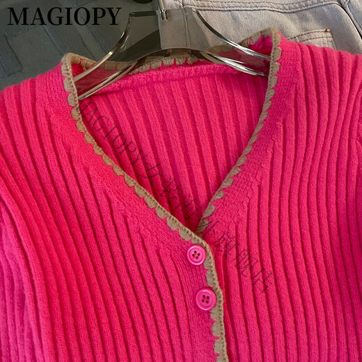 
MAGIOPY international luxury high-end brand dopamine fashion suit for women's autumn fashionable rose red knitted long-sleeved top blue jeans S (100 Jin [Jin equals 0.5 kg])