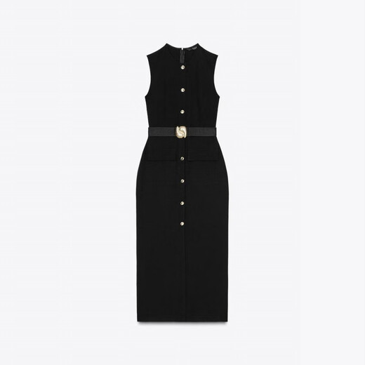 ZARA Chinese Valentine's Day Gift S/M/L has 2 colors ZARA belted crepe Midi Dress 3897/054 3897054 White___3897_054_712 L