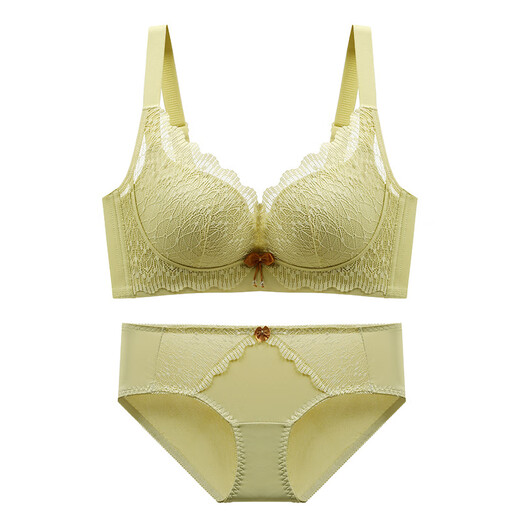 Modal's new sexy lace small breast push-up bra without wires, adjustable women's underwear set to close the secondary breasts, pink 80A 36B cup (medium thick cup)