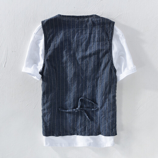 Jima British casual linen vest men's thin business vest professional vest cotton linen sleeveless formal wear Khaki XL (140-160Jin [Jin equals about 0.5 kg])