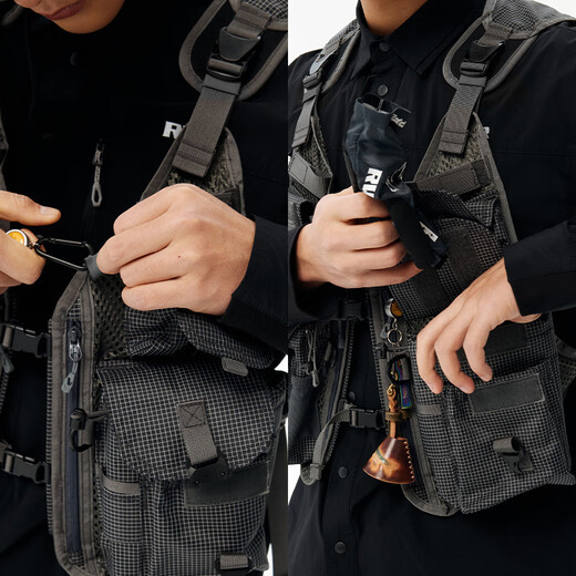 RVVR streamer vest is comfortable, breathable, large capacity, versatile, lightweight, convenient, outdoor multi-functional fishing vest RA2805 Mountain Green