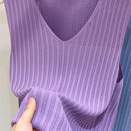 Aijiapin sommer koreanische Weste für Frauen lose Hosenträger, die vielseitige dünne, ärmellose gestrickte, gestreifte Temperament Weste gestrickt Farbe XL 115-130jin [Jin gleich 0,5 kg]