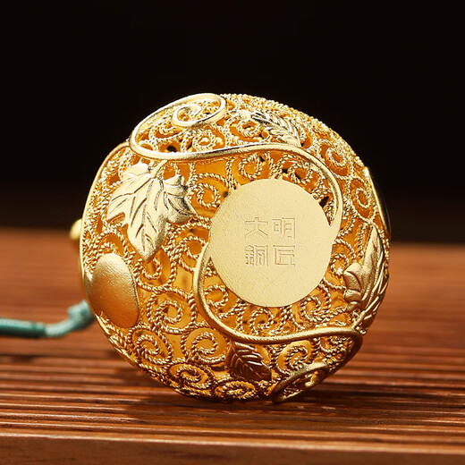 Ming Dynasty bronze smith Fulu Huanxi silk small gourd copper ornaments car pendant keychain office desktop opening creative decorations