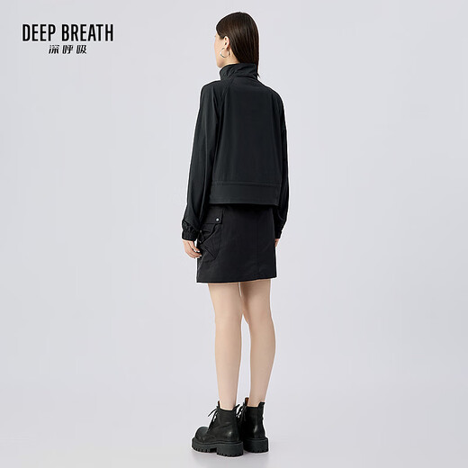 深呼吸DEEP BREATH女装UPF150+立领轻薄长袖防晒服外套女A401453 黑 L (4)