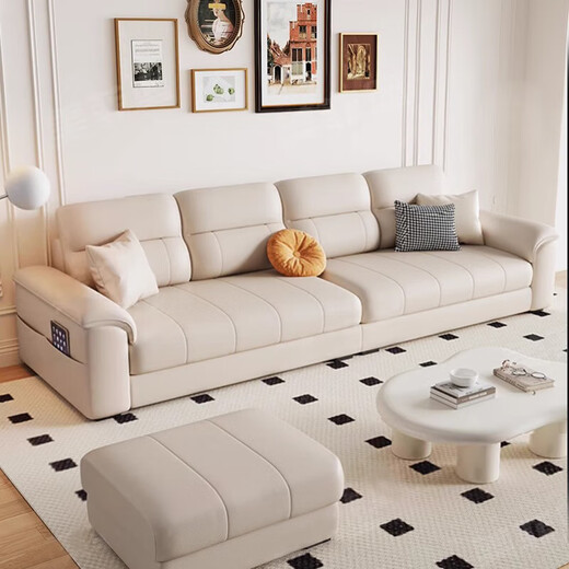 Mumian's new minimalist cat claw leather sofa living room small apartment piano keys straight sofa SF-A80 2.1 meters white