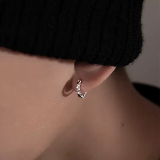 KHSK Old Phoenix 999 sterling silver pure silver earrings single handsome earring street versatile boy earrings birthday gift