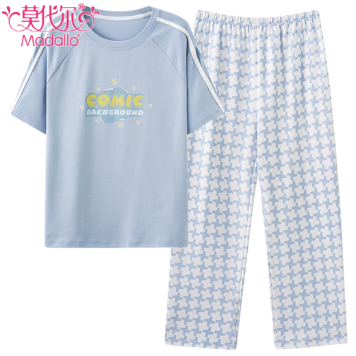 Modal Pure Cotton Pajama для женщин в летних брюках с короткими рукавами с двумя частями 2025 Новая крупная женская домашняя одежда Y8060 Z9720 XL [Рекомендуется 120-140JIN [JIN равна 0,5 кг].