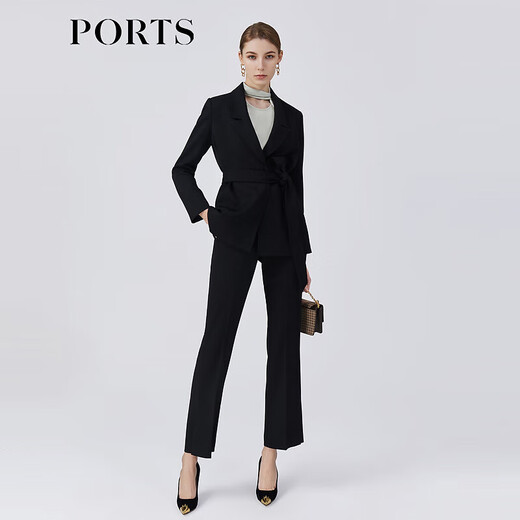 PORTS women's spring and summer new belted waist suit jacket LM8J031KWB029 black 2