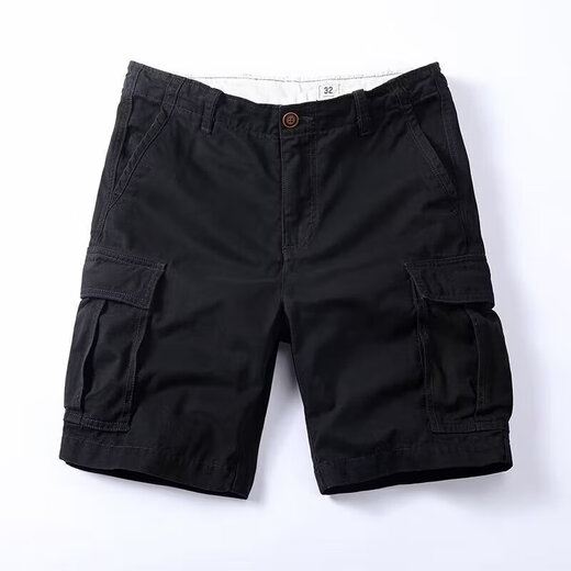 Men's Summer Thin Textured Shorts Men's Casual Shorts Straight Large Size Multi-Pocket Workwear Quarter Pants Medium Pants Dark Gray 2XL