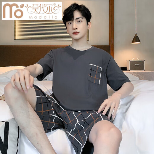 莫代尔加大码睡衣男款夏季2025新款休闲短袖短裤简约男士薄款家居服套装 6625#恐龙[单套] 3XL 男[180-200斤]