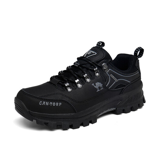 Kamel (Kamel) Herrenschuhe für Frühling Neues echtes Leder atmungsaktives Sport lässig Schuhe wasserdichte Wanderschuhe im Freien Wanderschuhe LT_14088 Schwarz 38
