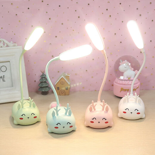 USB plug-in table lamp LED desk lamp mobile phone holder pen holder cartoon desktop decoration children's gift night light cute small desk lamp kindergarten Children's Day gift cute pet animal + plug-in model random color