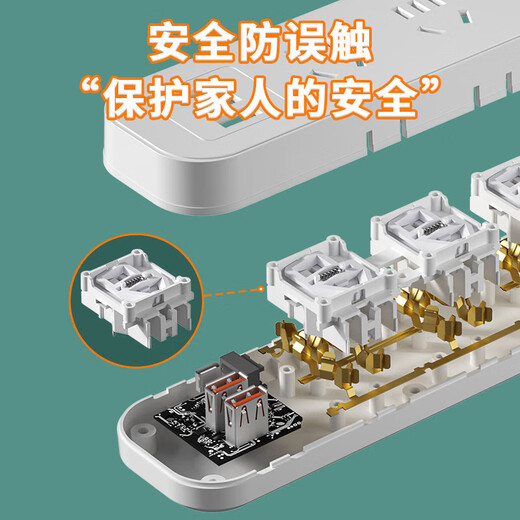 Jingdong Logistics Multi-function plug-in strip upgrade double-sided plug-in multi-hole socket with cable household USB panel power strip plug-in strip plug-in terminal board 2 positions + 0.8 meters + double-sided plug