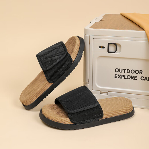 Walker Shop Men's Slippers 2025 Summer New Outdoor Casual Fashion Slippers Personalized Trendy Versatile Men's Slippers Black 40 (Leather Shoe Size)