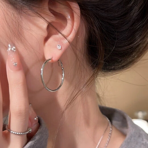 2025 new popular hoop earrings for women, light luxury, high-end, plain hoop earrings, ear jewelry, exaggerated large hoop earrings, 4cm coil earrings