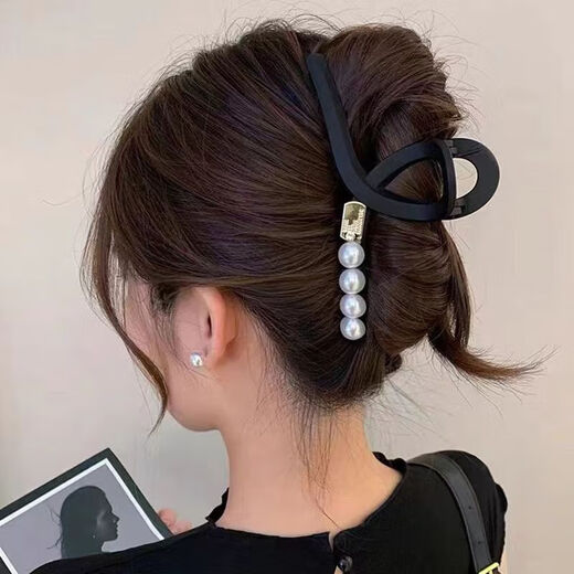 Temperament high-quality matte black clip large 13CM new shark hair clip clip women's back head scratcher headdress Peach heart [13CM] matte